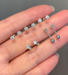 Boucles d'oreilles en diamant Moissanite Argent sterling 925 Forme ronde diamant Cadeau pour elle - Product Image 2