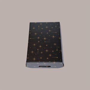 10pcs panier-cadeau de noël en carton noir avec des graphiques d'étoile dorée 310x220H90mm rectangulaire petites fournitures de vacances - Product Image 1