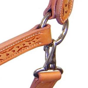 Cabestro de caballo de cuero mecanizado a mano personalizado, banda para la nariz ajustable y corona de doble hebilla, cabestro de caballo de cuero para herramientas occidentales - Product Image 3