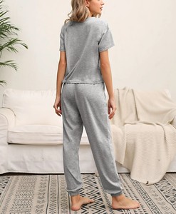 OEM personnalisé 2024 dames pyjamas costumes de nuit femmes vêtements de nuit à manches courtes T-shirt coton vêtements de détente pyjamas pour femmes ensemble - Product Image 3