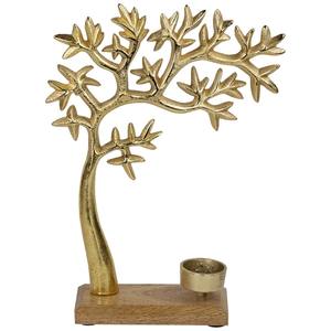 Bougeoir en forme d'arbre en or Pièce maîtresse élégante avec base en bois et photophore intégré - Product Image 1