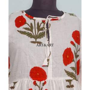 Vestido de Trabajo de Algodón 100% Hecho a Mano, Estampado Digital, Tejido de Punto, Ropa de Verano, Cintura Natural, Alta Calidad, Venta al por Mayor - Product Image 3