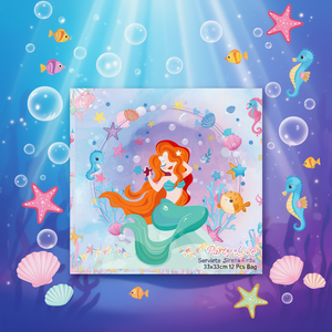 Serviettes de fête Sirène 33x33cm, sachet de 12 pièces - Product Image 3