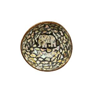 Vente en gros ensemble de bols de décoration en laque écologique avec logo personnalisé en coquille de noix de coco mini forme ronde avec motif de fleurs fabriqué au Vietnam - Product Image 2