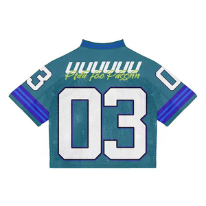Customized Logo Printed Oversized Boxy V-Neck T-Shirt Jersey Mesh <b>Soccer</b> Jersey & Football Jersey Automated Cutting Technique - Product Image 2