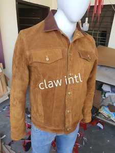 Veste en cuir de camionneur en daim chaud de haute qualité pour hommes saison d'hiver en peau de mouton marron-vente en gros d'usine - Product Image 6