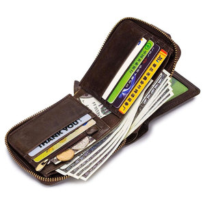 Portefeuille bifold en cuir véritable avec blocage RFID pour hommes avec porte-cartes zippé Couleur et logo personnalisables durables - Product Image 6