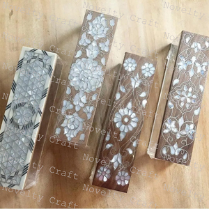 Luxury Acrylic <b>Box</b> Set for Eid and Ramadan Gifts with Intricate Mother of Pearl Inlay and <b>Wooden</b> Lid Crafted in India - Product Image 1