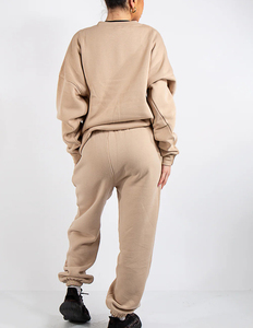 Conjunto de chándal informal de otoño 100% algodón personalizado de 2 piezas para mujer, Sudadera con capucha y pantalones de correr transpirables ecológicos - Product Image 3