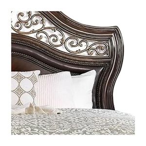 Classic Traditional Baroque <b>Bed</b> with Solid Mahogany <b>Wood</b> <b>Frame</b>-Sturdy Craftsmanship and Customizable <b>Sizes</b> - Product Image 4