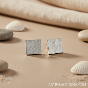 Minimalist <b>Square</b> Stud <b>Earrings</b> for Women Trendy and Classic with Zircon Pearl <b>Diamond</b> for Parties-Silver Brass/Copper/Alloy - Product Image 3