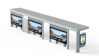 Abri de bus extérieur rectangulaire personnalisé en aluminium avec panneau arrière en verre, toit résistant aux intempéries, éclairage LED, écologique pour