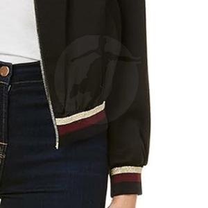 Kadın kış tarzı katı düz renk bombacı ceket Slim Fit naylon astar örme işleme ile pakistan'da yapılan - Product Image 6