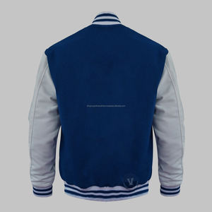 Patchs en chenille personnalisés manches en cuir véritable de laine vestes Letterman Baseball College pour hommes col montant pour le printemps - Product Image 3