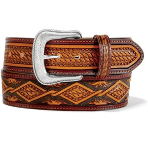 เข็มขัดหนังวัวแท้สลักลายนูนลายดอกไม้ตะวันตกของนักออกแบบเข็มขัดหนังวัวแท้ลายสลักเครื่องมือและเครื่องประดับ - Product Image 4