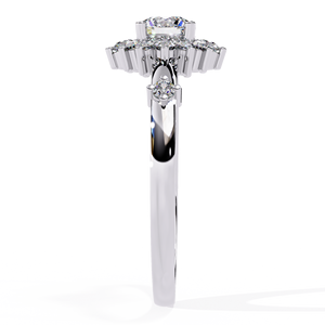 Anillo Vintage con Halo de Flores y Diamante Cultivado en Laboratorio de Corte Exquisito, Oro Sólido de 14K, Certificado IGI, Joyería de Lujo para Compromiso Nupcial para Mujer - Product Image 4