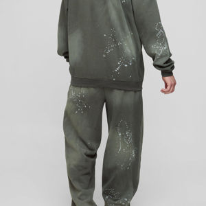 Survêtements personnalisés avec impression délavée au soleil, pantalons évasés et sweats à capuche pour hommes, nouveau design streetwear, survêtement 100% coton, prix bas - Product Image 6