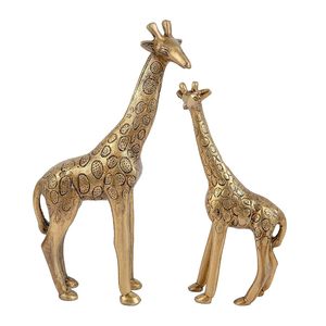 Petite sculpture de girafe en laiton coulé de luxe, pièce maîtresse en métal faite à la main pour la décoration intérieure de la maison, objets décoratifs - Product Image 2