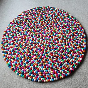 Felt ball round shape mat/ Wool warm soft ball rug/All new design felt compressed rug mat extra softness