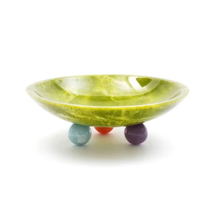 Bol de service en résine verte avec pieds colorés pour vaisselle unique et décoration intérieure Design artistique et élégant - Product Image 1