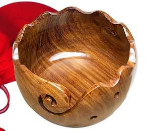 Cuenco de almacenamiento de hilo de madera de haya Premium hecho a mano para tejer ganchillo costura soporte de hilo grande mejor regalo de Navidad - Product Image 4