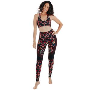 Leggings de Fitness taille haute pour femmes 100% coton respirant tricoté doux serré nouvelle conception de Yoga d'impression par Sublimation multicolore - Product Image 3