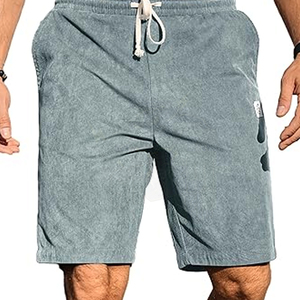 Short de jogging fitness à séchage rapide pour homme en velours côtelé avec une décoration à motif solide et un corset extensible idéal pour la salle de sport - Product Image 6