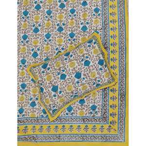 Hand Block Printed King Size 100% Cotton Double Bedsheet Pillow Cover Eco-Friendly Floral <b>Comforter</b> <b>Set</b> for Home 3 Pcs <b>Set</b> - Product Image 1