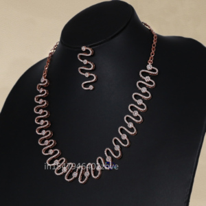 ชุดสร้อยคอและต่างหูทองคำชมพู 14k คลาสสิก สวยงาม ประดับเพชรเลี้ยงในห้องปฏิบัติการ คุณภาพ VVS ชุบโรเดียม เหมาะสำหรับงานแต่งงานและงานหมั้น - Product Image 3