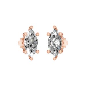 Pendientes de Botón de Oro Sólido de 14K con Diamante Cultivado en Laboratorio, Corte Marquesa, Regalo Unisex, Joyería Fina, Brillo Elegante y Brillante - Product Image 2