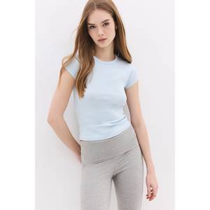 T-shirt décontracté pour femme, coupe ajustée, 100% coton, respirant, décoré de lettres, jersey court, taille XS pour l'été - Product Image 4