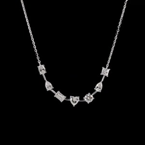 Collar de diamantes cultivados en laboratorio de 1,38 quilates, colgante de forma mixta de oro blanco de 14 quilates, VVS VS Clarity, joyería de uso diario ética ligera - Product Image 4
