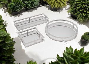 Luxury Gold Metal Decorative Serving Tray Set Modern Geometric Shapes Sleek Finish Stylish Organizer for <b>Coffee</b> <b>Table</b> Decor - Product Image 2