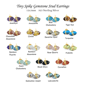 925 boucles d'oreilles en argent Sterling femmes plaqué or percé noir Onyx Turquoise pierres précieuses deux côtés Point Spike Design mignon cadeau - Product Image 5