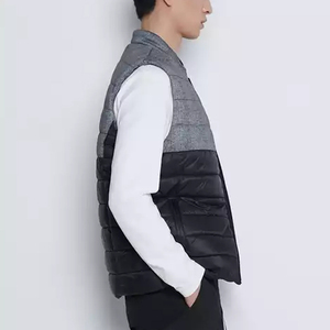Most Stylish Men Colour Block <b>Quilted</b> Sleeveless Zipper Puffer Jacket With Stand Collar and Pockets <b>for</b> Sale - Product Image 4