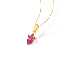 Pendentif cœur en or jaune 22 carats avec rubis pour femme, plaqué rhodium - Product Image 4