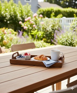 Bandeja Rectangular de Madera de Mango Natural de una Sola Capa con Acabado Lacado para Uso en la Cocina, para Servir Té, Café y Alimentos, Precio de Fábrica - Product Image 5