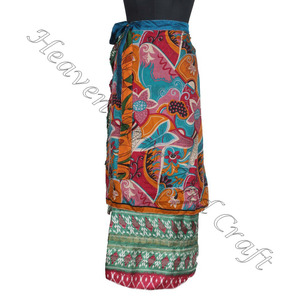 Boho Nouveau Design Coupe Femmes Jupe De Danse Du Ventre pour Adulte Performance Pratique Costumes Recyclé Soie Sari Magique Long Wrap Inde - Product Image 5