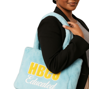 HBCU-Sac fourre-tout en fourrure bleu pour bébé, peluche chenille, broderie grecque, sororité divine, neuf cadeau, logo personnalisé, sac à main tendance - Product Image 5