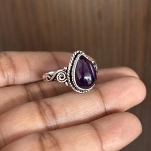 Anillo de Amatista Bohemio Hecho a Mano al por Mayor, con Forma de Pera y Baño de Oro Rosa 925, Joyería Ecológica y de Moda - Product Image 4