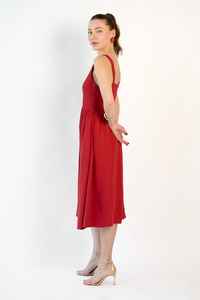 2025 precio más bajo Boho mujer Casual Ladies Maxi vestido 100% algodón hasta la rodilla con Smocking Red Natural mujeres vestido - Product Image 3