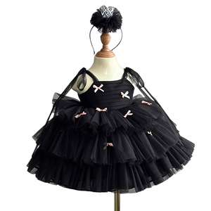 Robe en maille en mousseline de soie pour filles haut de gamme de haute qualité nœud de princesse pour les fêtes d'automne à partir de 12 ans fabriqué au Vietnam prix compétitif ODM - Product Image 1