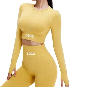 Soutien-gorge de sport respirant à haute élasticité pour femmes et leggings de levage des fesses ensemble de gymnastique nouveau Style motif solide grande taille respectueux de la peau - Product Image 1