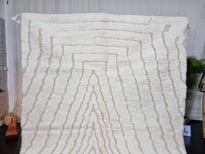 พรมถักลายสก็อตทำด้วยมือทำจากผ้าฝ้ายสีขาวพร้อมลายแอบสแตรกต์สำหรับตกแต่งบ้านห้องนั่งเล่นทำจาก100% - Product Image 2