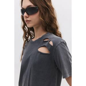 T-shirt décontracté pour femme, coupe ajustée et ample, 100% coton, motif 3D, haut pour l'été, tailles XS à 5XL - Product Image 6