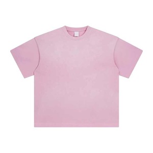 T-shirts décontractés unis lavés à l'acide 100% coton personnalisé 300gsm vêtements pour hommes lourds stock en vrac chemises à demi-manches pour hommes - Product Image 6