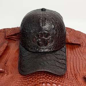 Gorra de béisbol de cuero genuino con textura de cocodrilo, unisex, con relieve de color sólido, duradera, para todas las estaciones. - Product Image 4