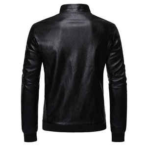 Blouson de moto d'hiver pour homme de haute qualité, design personnalisé, en cuir PU, col montant à capuche, avec décoration en fourrure, blouson long pour homme - Product Image 6