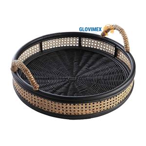 Vietrustic-bandeja redonda de mimbre con asas para el desayuno, bandeja de mimbre de bambú hecha en Vietnam, diseño Vintage - Product Image 1