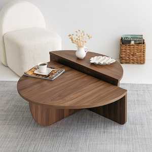 Ensemble de tables basses rondes modernes Tables gigognes en bois Table basse du milieu du siècle en aggloméré pour le salon - Product Image 2